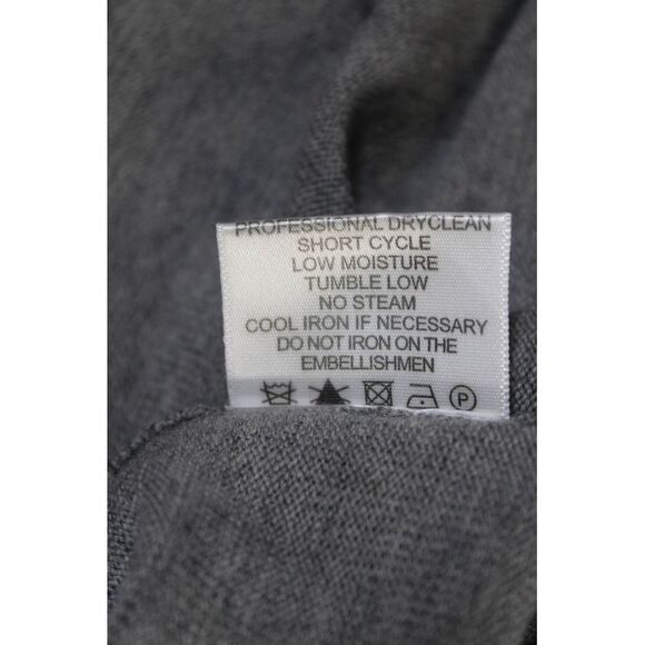 Tory Burch Womens Merino Wool Studded Long Sleeve Tunic Knit Top Gray Size L - Picture 6 of 6